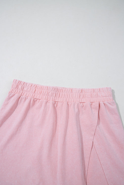 Effortless Style Washed Sleeveless Muscle Tee And Overlap Skort Two Piece Set